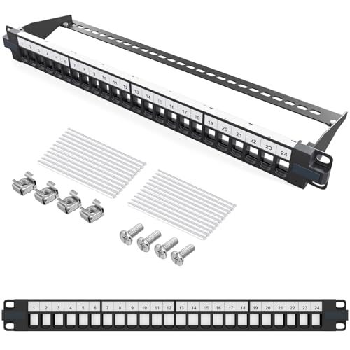 hb-digital 24 Port Patchpanel Verteilerfeld Patchfeld Modular für RJ45 Keystone Module 19 Zoll CAT 5 CAT 6 CAT 7 für Netzwerkschrank LAN Professional TIA568A TIA568B Switch Erdungskabel - Schwarz hb-digital 24 Port Patchpanel Verteilerfeld Patchfeld Modular für RJ45 Keystone Module 19 Zoll CAT 5 CAT 6 CAT 7 für Netzwerkschrank LAN Professional TIA568A TIA568B Switch Erdungskabel - Schwarz von HB-DIGITAL