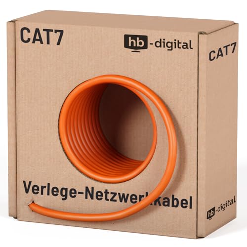 HB-DIGITAL 25m Basic Netzwerkkabel cat 7 Brandschutzklasse: Eca LAN Verlegekabel Cabel Kupfergemisch Profi S/FTP PIMF LSZH Halogenfrei orange RoHS-Compliant von HB-DIGITAL