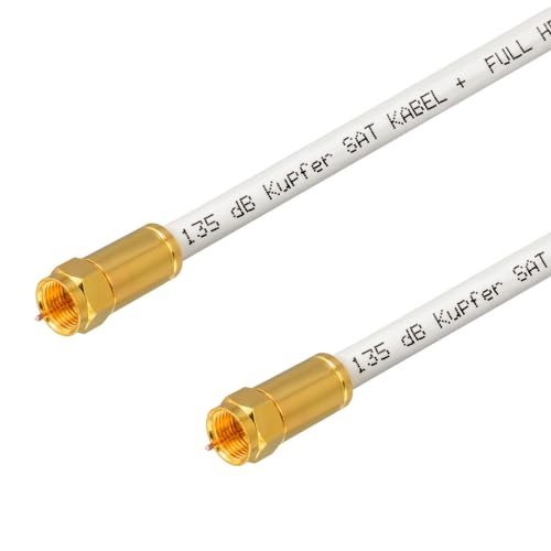 HB-DIGITAL 25m HDTV reines Kupfer SAT Antennenkabel 5-fach geschirmt max 135dB Anschlusskabel RG6 Koax mit Kompressionssteckern VERGOLDET Koaxial Kabel 1080p Full HD 3D UHD ULTRA 4K F-Stecker weiß von HB-DIGITAL