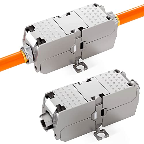 HB-DIGITAL 2X Cat 6a LSA Netzwerkkabel Verbinder 10 Gbit/s werkzeuglose LAN Kupplung & Verlängerung für LAN Verlegekabel Ethernet Installationskabel RJ45 Anschluss kompatibel mit LSA Kabel von HB-DIGITAL
