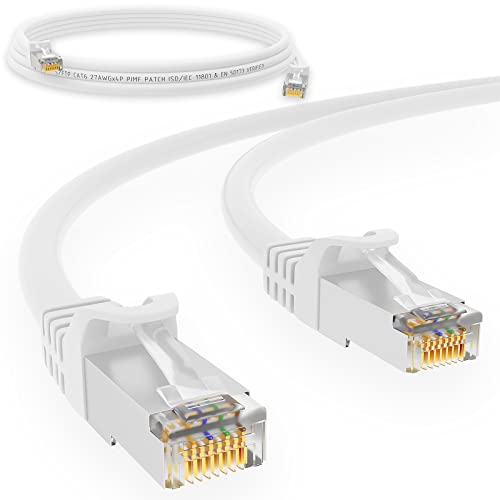 HB-DIGITAL 2m Patchkabel RJ45 LAN CAT 6 Ethernetkabel Netzwerkkabel bis zu 1 Gbit/s CAT 6 Kupfer Profi S/FTP DSL für Patchpanel Switch Router Modem - Weiss von HB-DIGITAL