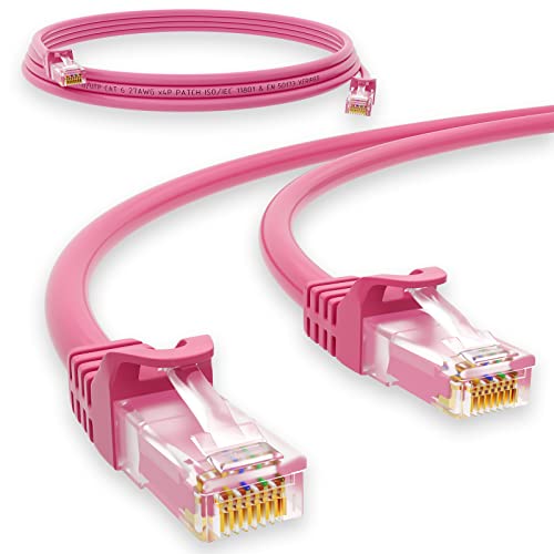 HB-DIGITAL 2m Netzwerkkabel LAN CAT.6 Kabel - Übertragungsgeschwindigkeit bis zu 1 Gbit/s - RJ45 Stecker 50cm cat 6 Pink Kupfer Profi U/UTP Cat6 Ethernet Cable Patchcable Switch Router Modem von HB-DIGITAL