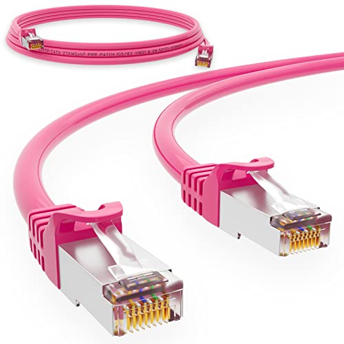 HB-DIGITAL 2m Netzwerkkabel LAN CAT.6 Kabel - Übertragungsgeschwindigkeit bis zu 1 Gbit/s - RJ45 Stecker cat 6 Pink Kupfer Profi S/FTP Cat6 Ethernet Cable Patchcable Switch Router Modem von HB-DIGITAL