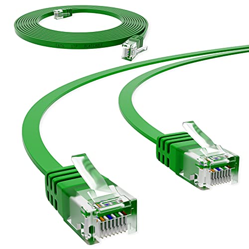 HB-DIGITAL 2m Netzwerkkabel LAN Flach Patchkabel mit RJ45 Stecker Reines Kupfer Profi Slim flexibel für Gigabit Ethernet kompatibel mit PC, Router, Switch, Modem, TV, Spiel Konsole Grün von HB-DIGITAL
