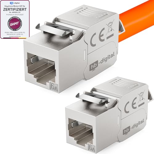 HB-DIGITAL 2x CAT 6a Keystone RJ45 Modul Buchse für LAN Kabel - GHMT Zertifiziert - 10 Gbit/s bis 500 MHz AWG 22-24 werkzeuglos LSA vollgeschirmt STP Einbaubuchse für Patchpanel und Netzwerkdose HB-DIGITAL 2x CAT 6a Keystone RJ45 Modul Buchse für LAN Kabel - GHMT Zertifiziert - 10 Gbit/s bis 500 MHz AWG 22-24 werkzeuglos LSA vollgeschirmt STP Einbaubuchse für Patchpanel und Netzwerkdose von HB-DIGITAL