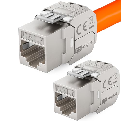 HB-DIGITAL 2x Keystone RJ45 CAT 7 Keystone Modul Schneidklemme (LSA) auf RJ45 Buchse STP bis zu 600MHz 10.000Mbit/s Einbaubuchse für CAT 5e/6/6a/7 Ethernet LAN Netzwerkkabel Patchpanel Netzwerkdose von HB-DIGITAL