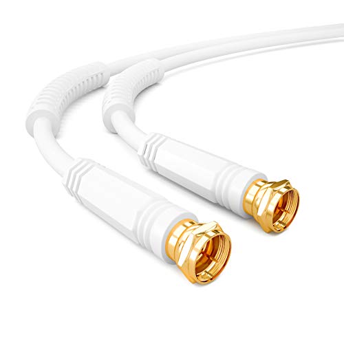 HB-DIGITAL 3,5m Antennenkabel SAT TV 8K 4K UHD Koxial Satelliten Kabel Anschlusskabel F-Stecker DVB-S2 DAB+ Radio Mantelstromfilter 2x Ferritkern weiss von HB-DIGITAL