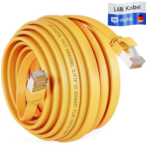 HB-DIGITAL 30m LAN Kabel RJ45 Patchkabel mit CAT 7 Rohkabel U/FTP Flach – 10 Gigabit Ethernet Netzwerkkabel Kupfer Profi PiMF für Patchpanel Switch PC Router – Gelb HB-DIGITAL 30m LAN Kabel RJ45 Patchkabel mit CAT 7 Rohkabel U/FTP Flach – 10 Gigabit Ethernet Netzwerkkabel Kupfer Profi PiMF für Patchpanel Switch PC Router – Gelb von HB-DIGITAL