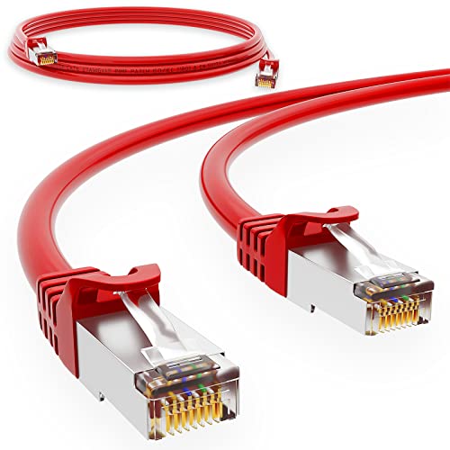 HB-DIGITAL 3m Netzwerkkabel LAN CAT.6 Kabel - Übertragungsgeschwindigkeit bis zu 1 Gbit/s - RJ45 Stecker 25cm cat 6 Rot Kupfer Profi S/FTP Cat6 Ethernet Cable Patchcable Switch Router Modem von HB-DIGITAL