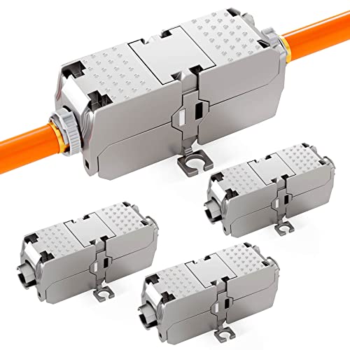 HB-DIGITAL 4X Cat 6a LSA Netzwerkkabel Verbinder 10 Gbit/s werkzeuglose LAN Kupplung & Verlängerung für LAN Verlegekabel Ethernet Installationskabel RJ45 Anschluss kompatibel mit LSA Kabel von HB-DIGITAL