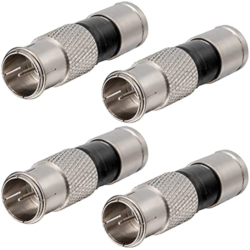 HB-DIGITAL 4x SAT Kabel Adapter Schnellstecker F-stecker Quickfix für Antennenkabel Antennenadapter Sat Kabel Koaxialkabel Steckverbinder Ø 6.8 – 7.2 mm Kompressionsstecker - Vernickelt von HB-DIGITAL