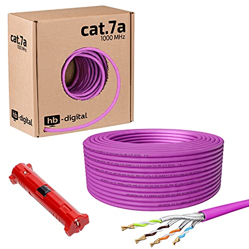 HB-DIGITAL 50m CAT.7a Netzwerkkabel Lila Verlegekabel Ethernet LAN AWG23 Reines Kupfer S/FTP PiMF LSZH Halogenfrei RoHS-Compliant Installation Datenkabel PoE 10Gbit/s max. 1200MHz + Abisolierer HB-DIGITAL 50m CAT.7a Netzwerkkabel Lila Verlegekabel Ethernet LAN AWG23 Reines Kupfer S/FTP PiMF LSZH Halogenfrei RoHS-Compliant Installation Datenkabel PoE 10Gbit/s max. 1200MHz + Abisolierer von HB-DIGITAL