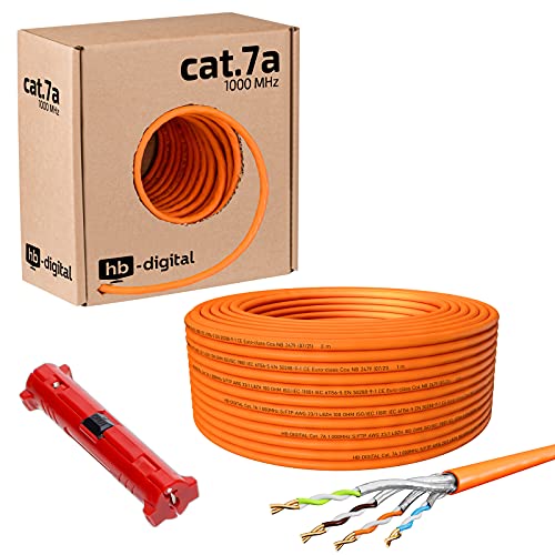 HB-DIGITAL 50m CAT.7a Netzwerkkabel Orange Verlegekabel Ethernet LAN AWG23 Reines Kupfer S/FTP PiMF LSZH Halogenfrei RoHS-Compliant Installation Datenkabel PoE 10Gbit/s max. 1200MHz + Abisolierer HB-DIGITAL 50m CAT.7a Netzwerkkabel Orange Verlegekabel Ethernet LAN AWG23 Reines Kupfer S/FTP PiMF LSZH Halogenfrei RoHS-Compliant Installation Datenkabel PoE 10Gbit/s max. 1200MHz + Abisolierer von HB-DIGITAL