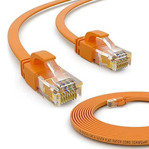 HB-DIGITAL 5X 0,25m Netzwerkkabel LAN Flach Patchkabel mit RJ45 Stecker Kupfer Profi Slim flexibel für Gigabit Ethernet kompatibel mit PC, Router, Switch, Modem, TV, Spiel Konsole Gelb von HB-DIGITAL