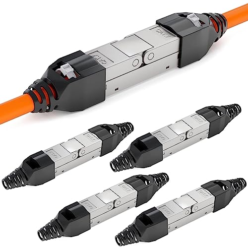 HB-DIGITAL 5X LSA werkzeugloser Netzwerkkabelverbinder Cat7 mit Knickschutzhülle STP feldkonfektionierbare Kupplung Adapter Verlängerung für LAN Verlegekabel Ethernet Installationskabel CAT7 von HB-DIGITAL