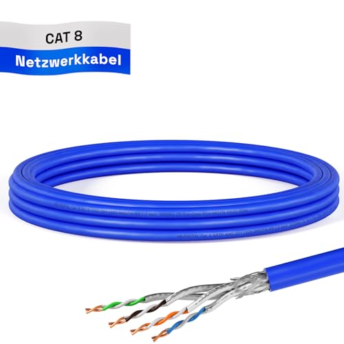 HB-DIGITAL 5m Cat 8.1 Netzwerkkabel Verlegekabel Installationskabel Datenkabel Ethernet LAN Kabel Cat.8 bis zu 40 Gbit/s Kupfer S/FTP 2000 MHz PIMF LSZH Cat8 Halogenfrei RoHS-Compliant AWG 22/1 blau von HB-DIGITAL