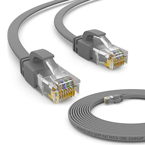 HB-DIGITAL 5m Netzwerkkabel LAN Flach Patchkabel mit RJ45 Stecker Reines Kupfer Profi Slim flexibel für Gigabit Ethernet kompatibel mit PC, Router, Switch, Modem, TV, Spiel Konsole Grau von HB-DIGITAL