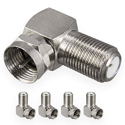 HB-DIGITAL 5x Winkel-Adapter für SAT Anlagen F-Stecker (SAT, männlich) auf F-Buchse (SAT, weiblich) rechtwinklig Ecke Steckverbinder 90° Grad F-Winkeladapter von HB-DIGITAL