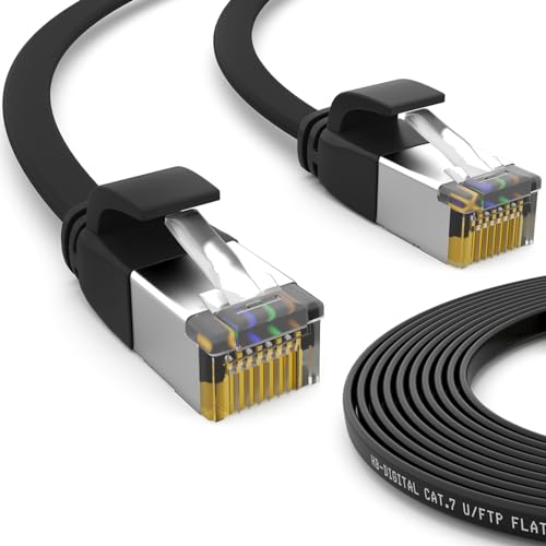HB-DIGITAL 5x 0,5m LAN Kabel RJ45 Patchkabel mit CAT 7 Rohkabel U/FTP Flach – 10 Gigabit Ethernet Netzwerkkabel Kupfer Profi PiMF für Patchpanel Switch PC Router – Schwarz von HB-DIGITAL