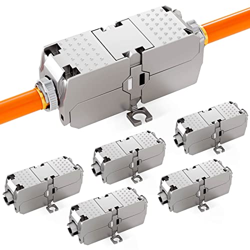 HB-DIGITAL 6x Cat 6a LSA Netzwerkkabel Verbinder 10 Gbit/s werkzeuglose LAN Kupplung & Verlängerung für LAN Verlegekabel Ethernet Installationskabel RJ45 Anschluss kompatibel mit LSA Kabel von HB-DIGITAL