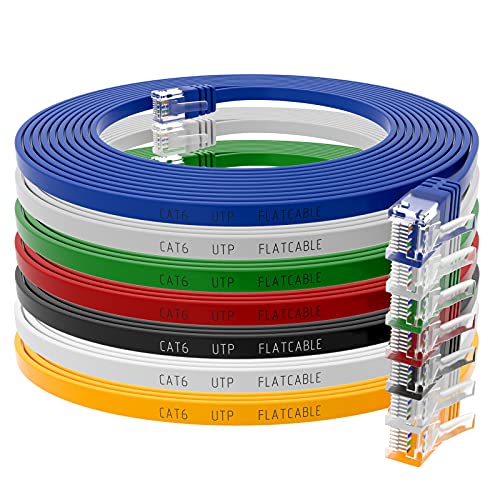 HB-DIGITAL 7X 2m Netzwerkkabel LAN Flach Patchkabel mit RJ45 Stecker reines Kupfer Profi Slim flexibel für Gigabit Ethernet kompatibel mit PC, Router, Switch, Modem, TV, Spiel Konsole farbig von HB-DIGITAL