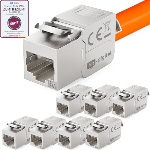 HB-DIGITAL 8x CAT 6a Keystone RJ45 Modul Buchse für LAN Kabel - GHMT Zertifiziert - 10 Gbit/s bis 500 MHz AWG 22-24 werkzeuglos LSA vollgeschirmt STP Einbaubuchse für Patchpanel und Netzwerkdose HB-DIGITAL 8x CAT 6a Keystone RJ45 Modul Buchse für LAN Kabel - GHMT Zertifiziert - 10 Gbit/s bis 500 MHz AWG 22-24 werkzeuglos LSA vollgeschirmt STP Einbaubuchse für Patchpanel und Netzwerkdose von HB-DIGITAL