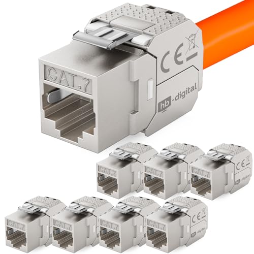 HB-DIGITAL 8x Keystone RJ45 CAT 7 Keystone Modul Schneidklemme (LSA) auf RJ45 Buchse STP bis zu 600MHz 10.000Mbit/s Einbaubuchse für CAT 5e/6/6a/7 Ethernet LAN Netzwerkkabel Patchpanel Netzwerkdose von HB-DIGITAL