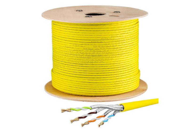 HB-DIGITAL CAT 7 Kabel 1000m Installationskabel S/FTP AWG23 LSZH gelb Netzwerkkabel, Netzwerkstecker, (100000 cm), hochwertiges GHMT zertifiziertes reines Kupfer Verlegekabel von HB-DIGITAL