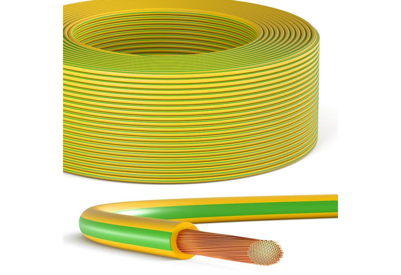 HB-DIGITAL Erdungskabel 10mm2 PVC Aderleitung H07V-K flexibles Kabel grün-gelb Stromkabel, (500 cm), flexible Design, PVC-Isoliermantel von HB-DIGITAL