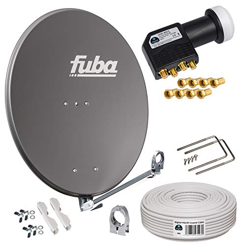 HB-DIGITAL Fuba 80cm Satellitenantenne DAL 800A anthrazit Aluminium Reflektor Klapparm Quad LNB 4 Teilnehmer UHD schwarz + 30m Koaxial SAT-Kabel HQ-135 Pro 4-Fach geschirmt + vergoldete F-Stecker HB-DIGITAL Fuba 80cm Satellitenantenne DAL 800A anthrazit Aluminium Reflektor Klapparm Quad LNB 4 Teilnehmer UHD schwarz + 30m Koaxial SAT-Kabel HQ-135 Pro 4-Fach geschirmt + vergoldete F-Stecker von HB-DIGITAL