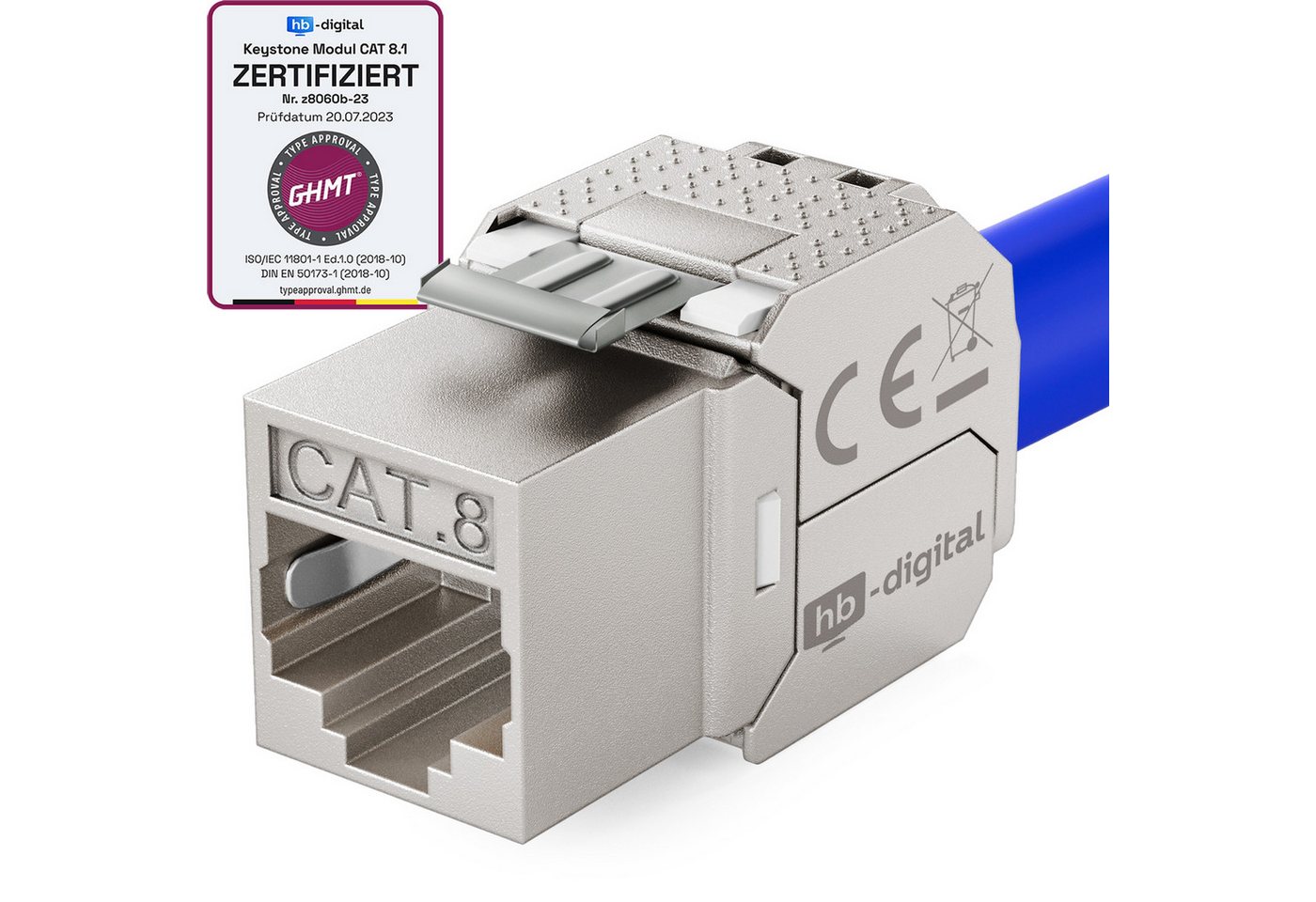 HB-DIGITAL Keystone Modul RJ45 CAT 8.1 frontale LSA Öffnung STP werkzeuglos Netzwerk-Adapter RJ45 zu LSA, Kontakte vergoldet 50µ von HB-DIGITAL