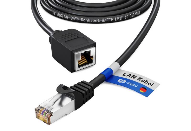 HB-DIGITAL LAN Kabel Verlängerung Patchkabel RJ45 CAT 7 S/FTP PiMF LSZH Netzwerkkabel, RJ45 (8P8C), RJ45 (100 cm), Pins Vergoldet 3µ von HB-DIGITAL