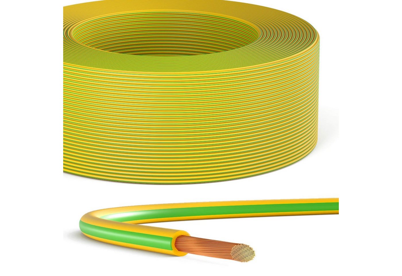 HB-DIGITAL PVC Aderleitung H07V-K flexibles Kabel Erdungskabel 6mm2 grün-gelb Solarkabel, (4000 cm), PVC-Isoliermantel von HB-DIGITAL