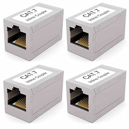 HB-DIGITAL 4x RJ45 LAN Kupplung CAT 7 Ethernet Netzwerk Verbinder Kabel Verlängerung für Netzwerkkabel, Patchkabel Adapter bis zu 10-Gigabit geschirmtes Doppelbuchse von HB-DIGITAL
