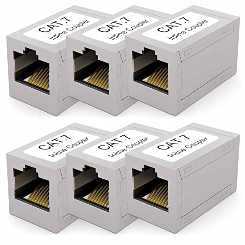HB-DIGITAL 6x RJ45 LAN Kupplung CAT 7 Ethernet Netzwerk Verbinder Kabel Verlängerung für Netzwerkkabel, Patchkabel Adapter bis zu 10-Gigabit geschirmtes Doppelbuchse von HB-DIGITAL