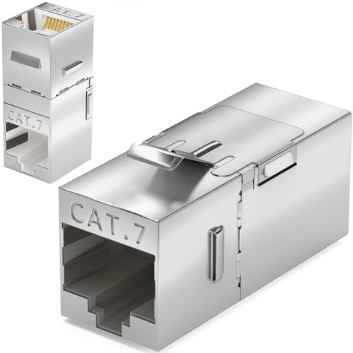HB-DIGITAL RJ45 Keystone Cat.7 Winkel Verbinder Adapter 90°-gewinkelt CAT7 STP LAN Kupplung Netzwerk Modul bis zu 1000 MHz 10 Gbit/s abwärtskompatibel (cat8,cat7,cat6,cat5e) von HB-DIGITAL