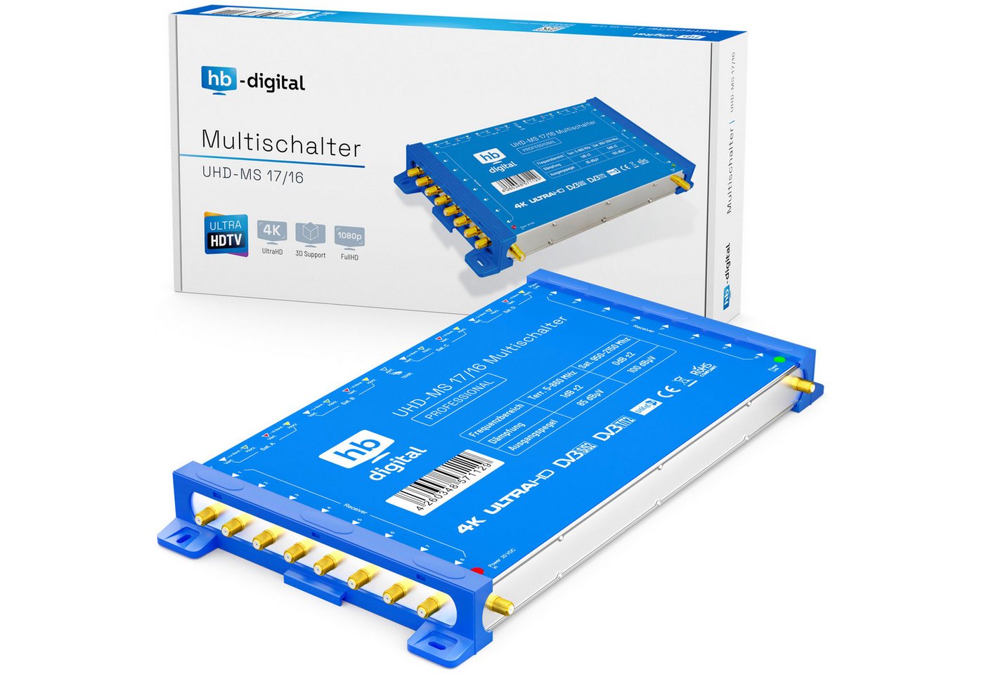 HB-DIGITAL SAT-Multischalter Multischalter SAT UHD-MS 17/16 bis zu 16 Teilnehmer Multiswitch, Entwickelt für 4 x UNIVERSAL-QUATTRO-LNBFs HB-DIGITAL SAT-Multischalter Multischalter SAT UHD-MS 17/16 bis zu 16 Teilnehmer Multiswitch, Entwickelt für 4 x UNIVERSAL-QUATTRO-LNBFs von HB-DIGITAL