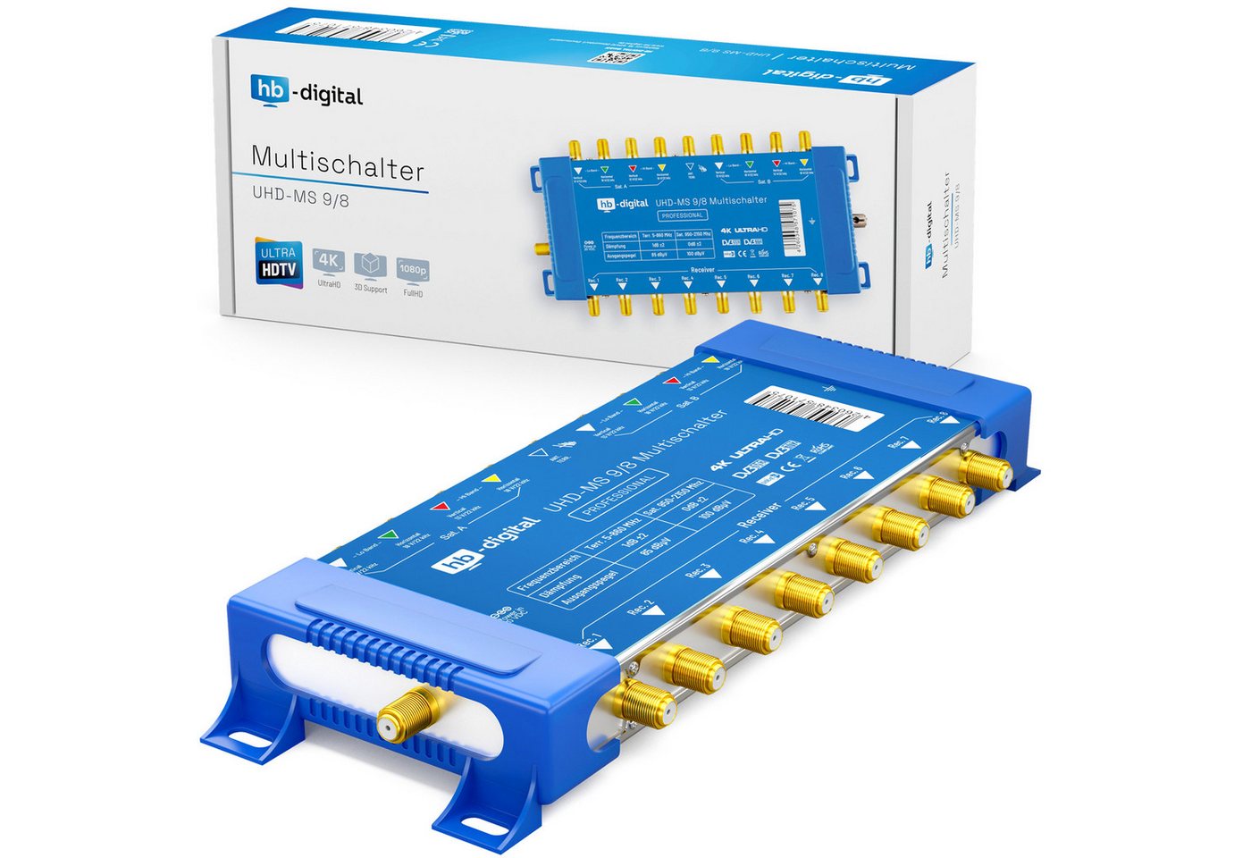 HB-DIGITAL SAT-Multischalter Multischalter SAT UHD-MS 9/8 bis zu 8 Teilnehmer Multiswitch, Der Multischalter 9/8 arbeitet ausschließlich mit Quattro LNB´s HB-DIGITAL SAT-Multischalter Multischalter SAT UHD-MS 9/8 bis zu 8 Teilnehmer Multiswitch, Der Multischalter 9/8 arbeitet ausschließlich mit Quattro LNB´s von HB-DIGITAL