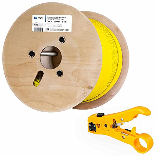 HB-DIGITAL SET 250m CAT.7 Netzwerkkabel LAN Verlegekabel AWG 23 Reines Kupfer S/FTP PiMF LSZH Halogenfrei RoHS-Compliant GHMT-zertifiziert Ethernet PoE 10Gbit/s 1000MHz Gelb + 1x Abisolierer HB-DIGITAL SET 250m CAT.7 Netzwerkkabel LAN Verlegekabel AWG 23 Reines Kupfer S/FTP PiMF LSZH Halogenfrei RoHS-Compliant GHMT-zertifiziert Ethernet PoE 10Gbit/s 1000MHz Gelb + 1x Abisolierer von HB-DIGITAL