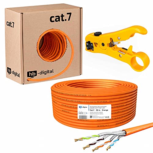 HB-DIGITAL SET 50m CAT.7 Netzwerkkabel LAN Verlegekabel AWG 23 Reines Kupfer S/FTP PiMF LSZH Halogenfrei RoHS-Compliant GHMT-zertifiziert Ethernet PoE 10Gbit/s 1000MHz Orange + 1x Abisolierer HB-DIGITAL SET 50m CAT.7 Netzwerkkabel LAN Verlegekabel AWG 23 Reines Kupfer S/FTP PiMF LSZH Halogenfrei RoHS-Compliant GHMT-zertifiziert Ethernet PoE 10Gbit/s 1000MHz Orange + 1x Abisolierer von HB-DIGITAL