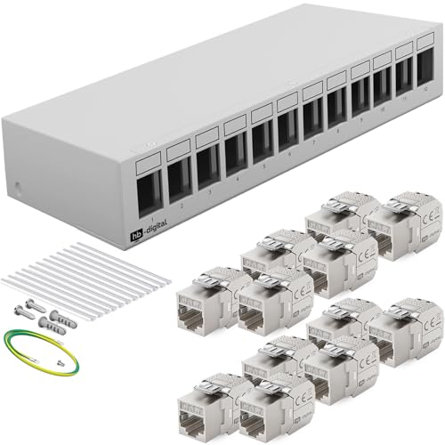 HB-DIGITAL 12-Port Patchpanel Patchfeld Verteilerfeld 1 HE 12x CAT 7 RJ45 Keystone Jack Modul vollgeschirmt STP 10 Gbps Kompatibel mit Verlegekabel Netzwerkkabel Ethernet LAN - Hellgrau HB-DIGITAL 12-Port Patchpanel Patchfeld Verteilerfeld 1 HE 12x CAT 7 RJ45 Keystone Jack Modul vollgeschirmt STP 10 Gbps Kompatibel mit Verlegekabel Netzwerkkabel Ethernet LAN - Hellgrau von HB-DIGITAL