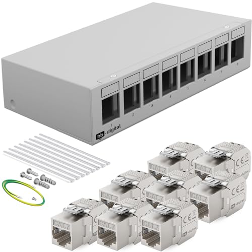 HB-DIGITAL 8-Port Patchpanel Patchfeld Verteilerfeld 1 HE 8x CAT 7 RJ45 Keystone Jack Modul vollgeschirmt STP 10 Gbps Kompatibel mit Verlegekabel Netzwerkkabel Ethernet LAN - Hellgrau HB-DIGITAL 8-Port Patchpanel Patchfeld Verteilerfeld 1 HE 8x CAT 7 RJ45 Keystone Jack Modul vollgeschirmt STP 10 Gbps Kompatibel mit Verlegekabel Netzwerkkabel Ethernet LAN - Hellgrau von HB-DIGITAL