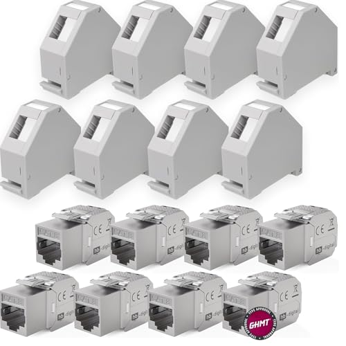 HB-DIGITAL SET: 8x Cat.8.1 Keystone Modul RJ45 + 8x Hutschienenadapter Keystone-Halterung für Hutschiene 35mm Standard | RJ35-Jack geschirmt werkzeuglose Montage Ethernet LAN Netzwerk STP LSA HB-DIGITAL SET: 8x Cat.8.1 Keystone Modul RJ45 + 8x Hutschienenadapter Keystone-Halterung für Hutschiene 35mm Standard | RJ35-Jack geschirmt werkzeuglose Montage Ethernet LAN Netzwerk STP LSA von HB-DIGITAL