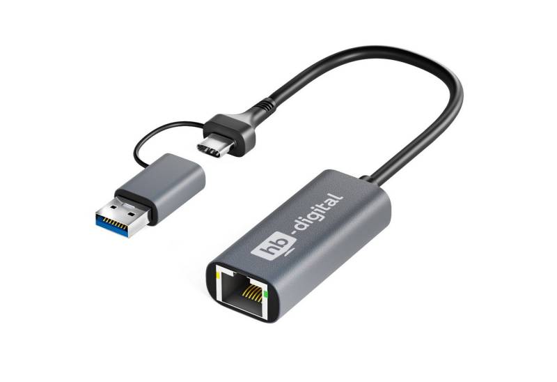 HB-DIGITAL USB-C auf Ethernet Adapter mit USB 3.0 USB-Kabel, Kompatibilität: PC, Notebooks, mobile Geräte von HB-DIGITAL