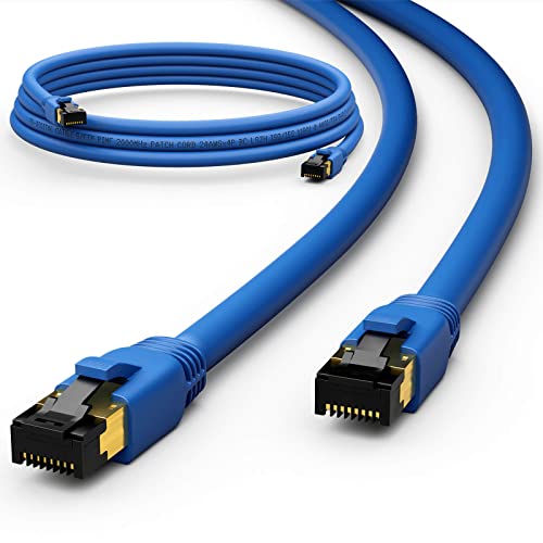 HB-Digital 0,25m CAT 8.1 Netzwerkkabel S/FTP LSZH Blau 40 Gbits | LAN Patchkabel Gigabit RJ45 Stecker Ethernet Data Cable | 40000 Mbits Übertragungsgeschwindigkeit PIMF 2000 MHz Cat.6 Cat.7 Cat.8 von HB-DIGITAL