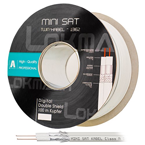 HB Digital 100m Koaxial Twin-SAT Kabel Reines KU Kupfer Klasse A Weiß extra dünn 4,6mm Ø A Class Koax Kabel Antennenkabel 100dB 2-Fach geschirmt für DVB-S / S2 DVB-C doppelt dual 2-Fach Vollkupfer HB Digital 100m Koaxial Twin-SAT Kabel Reines KU Kupfer Klasse A Weiß extra dünn 4,6mm Ø A Class Koax Kabel Antennenkabel 100dB 2-Fach geschirmt für DVB-S / S2 DVB-C doppelt dual 2-Fach Vollkupfer von HB-DIGITAL