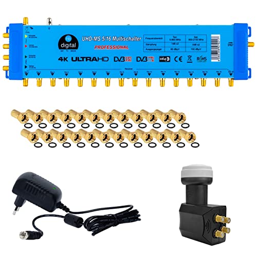 Hochwertiger Quattro LNB + Multischalter pmse 5/16 HB-DIGITAL 1x SAT bis 16 x Teilnehmer/Receiver für Full HDTV 3D 4K UHD mit Netzteil + 40 Vergoldete F-Stecker Gratis dazu Hochwertiger Quattro LNB + Multischalter pmse 5/16 HB-DIGITAL 1x SAT bis 16 x Teilnehmer/Receiver für Full HDTV 3D 4K UHD mit Netzteil + 40 Vergoldete F-Stecker Gratis dazu von HB-DIGITAL