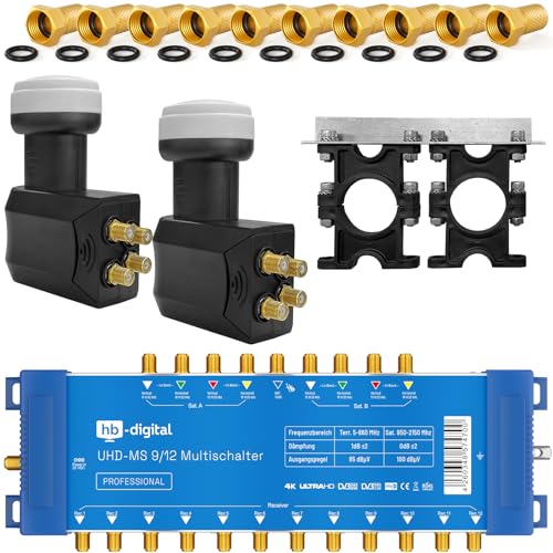 Hochwertiger Quattro LNB + Multischalter pmse 9/12 HB-DIGITAL 2X SAT bis 12 x Teilnehmer/Receiver für Full HDTV 3D 4K UHD mit Netzteil + 40 Vergoldete F-Stecker Gratis dazu Hochwertiger Quattro LNB + Multischalter pmse 9/12 HB-DIGITAL 2X SAT bis 12 x Teilnehmer/Receiver für Full HDTV 3D 4K UHD mit Netzteil + 40 Vergoldete F-Stecker Gratis dazu von HB-DIGITAL