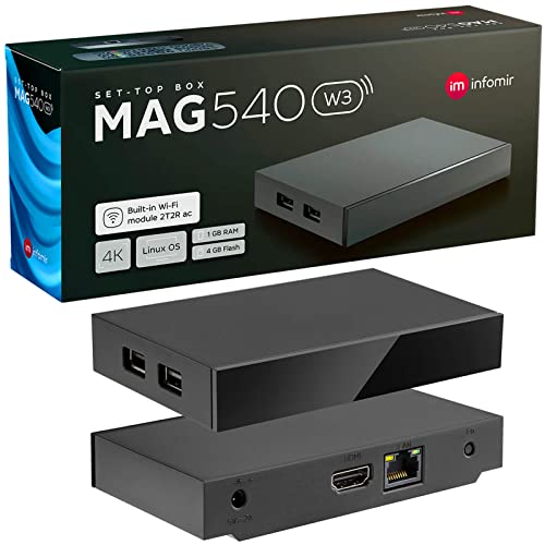 MAG 540w3 Original Infomir & hb-digital 4K Set Top Box Multimedia Player Internet TV Receiver UHD 60FPS 2160p@60 FPS HDMI 2.1 4K- und HEVC-Unterstützung USB3.0 ARM Cortex-A35 + HDMI Kabel von HB-DIGITAL