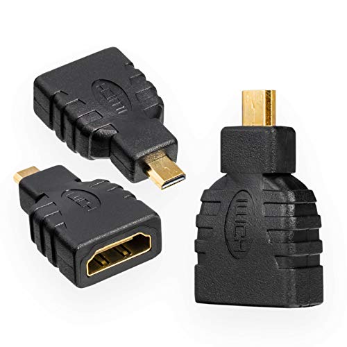 Micro HDMI Adapter - HDMI-A Buchse/HDMI-D Stecker Micro Konverter vergoldete Anschlüsse HDMI Kabel 3D, Full HD, 1080p, HDR, Highspeed Ethernet kompatibel mit PC Notebook Kamera Raspberry - 1 Stück von HB-DIGITAL